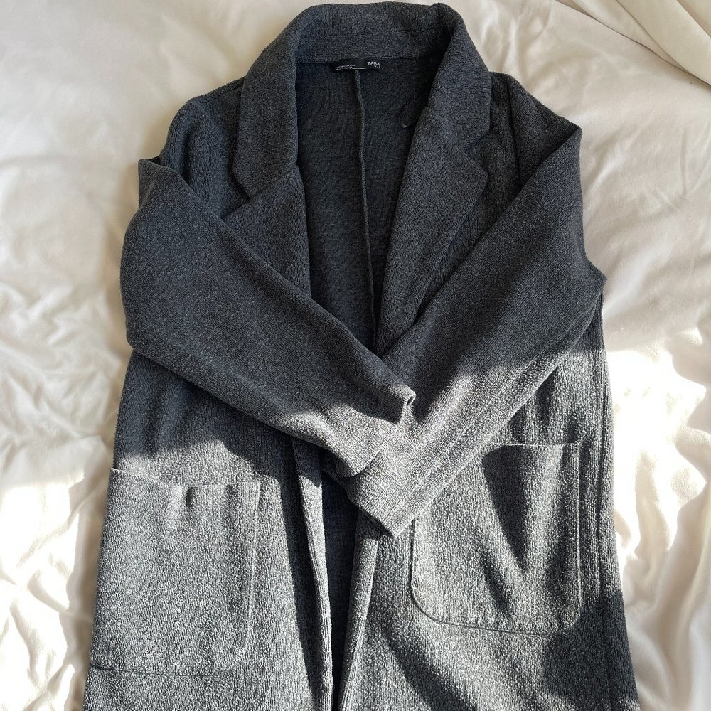 Zara Lapel Collar Open Front Coat Jacket Size Small